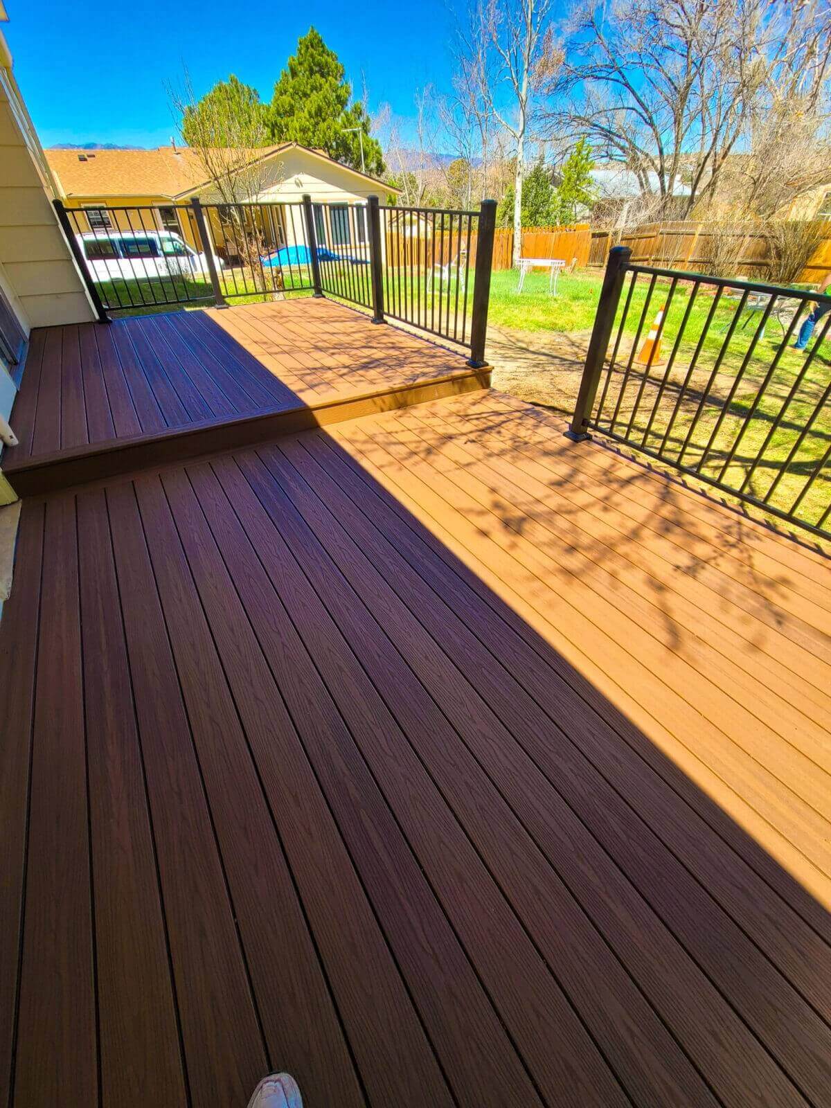 Multi-level cedar deck near Peyton, Colorado
